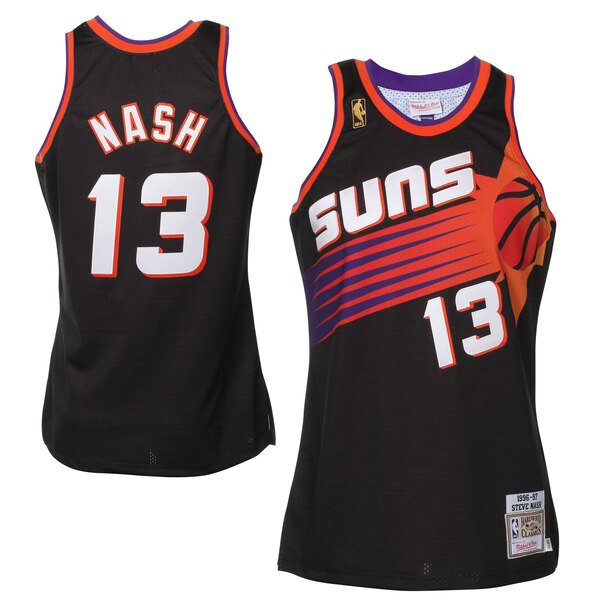 Camiseta Ness Steve Nash 13 Phoenix Suns 1996-1997 Negro Hombre